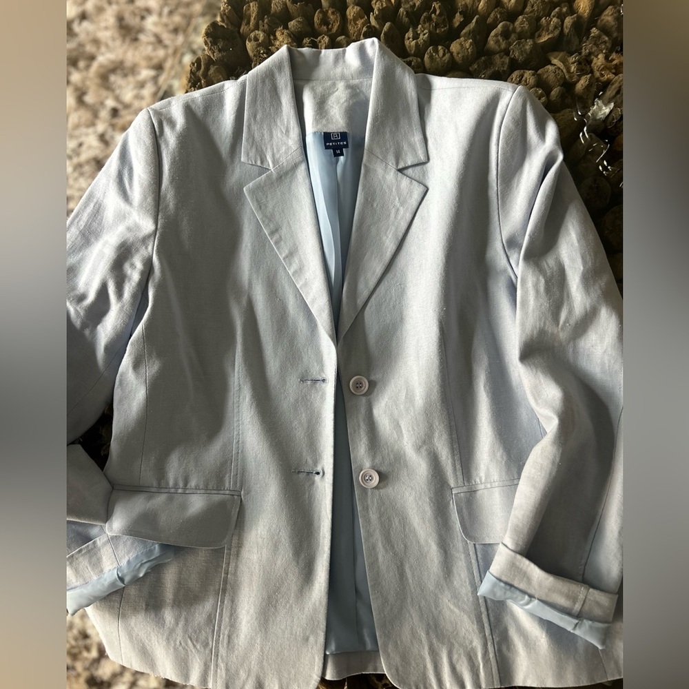 Light Blue Blazer with Button Closure